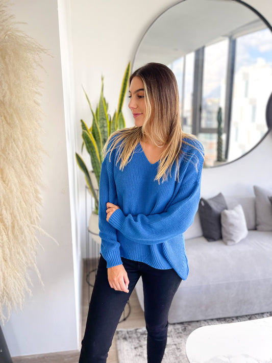 French sweater azul