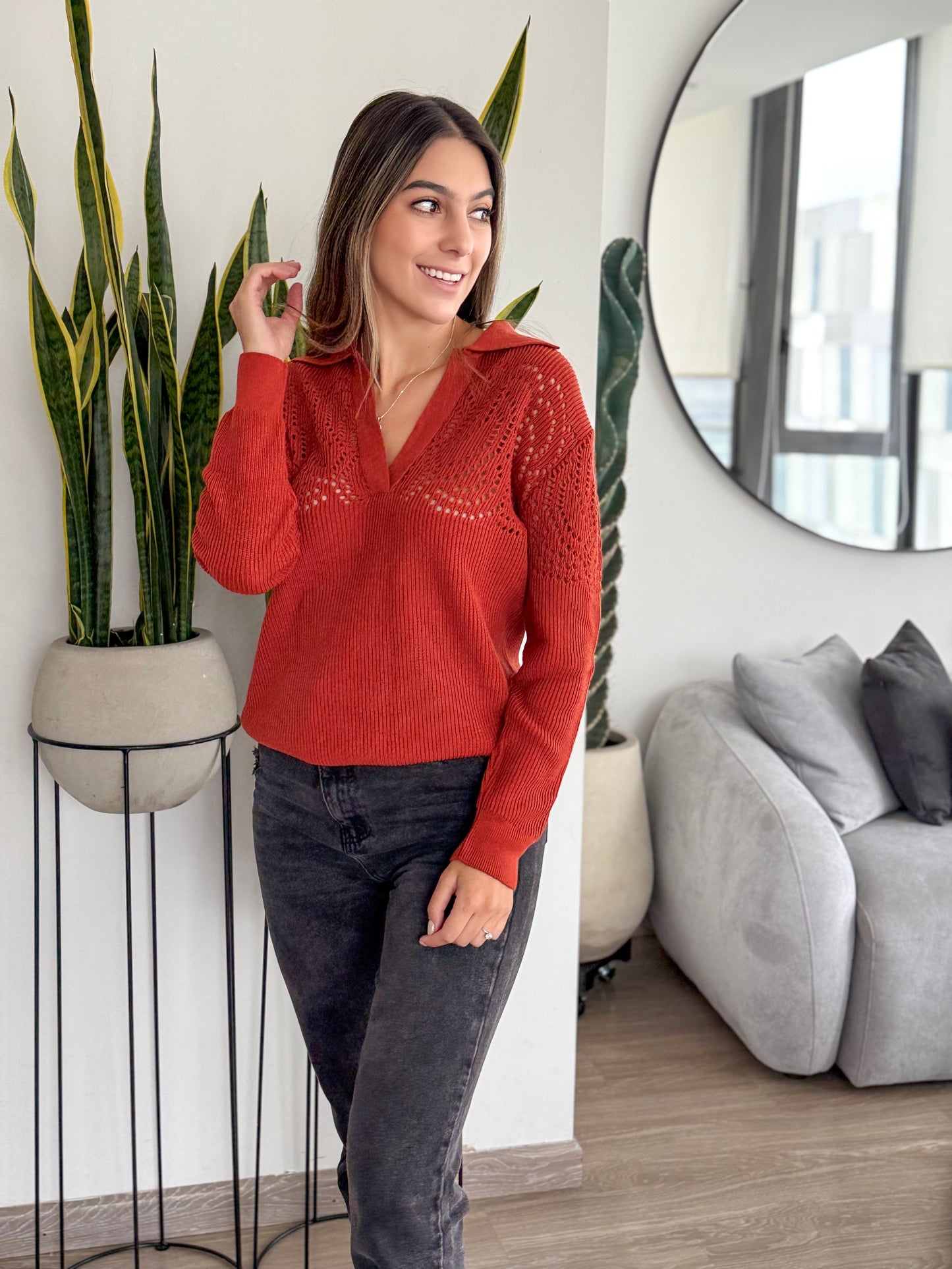 Tokio Polo Sweater Terracota