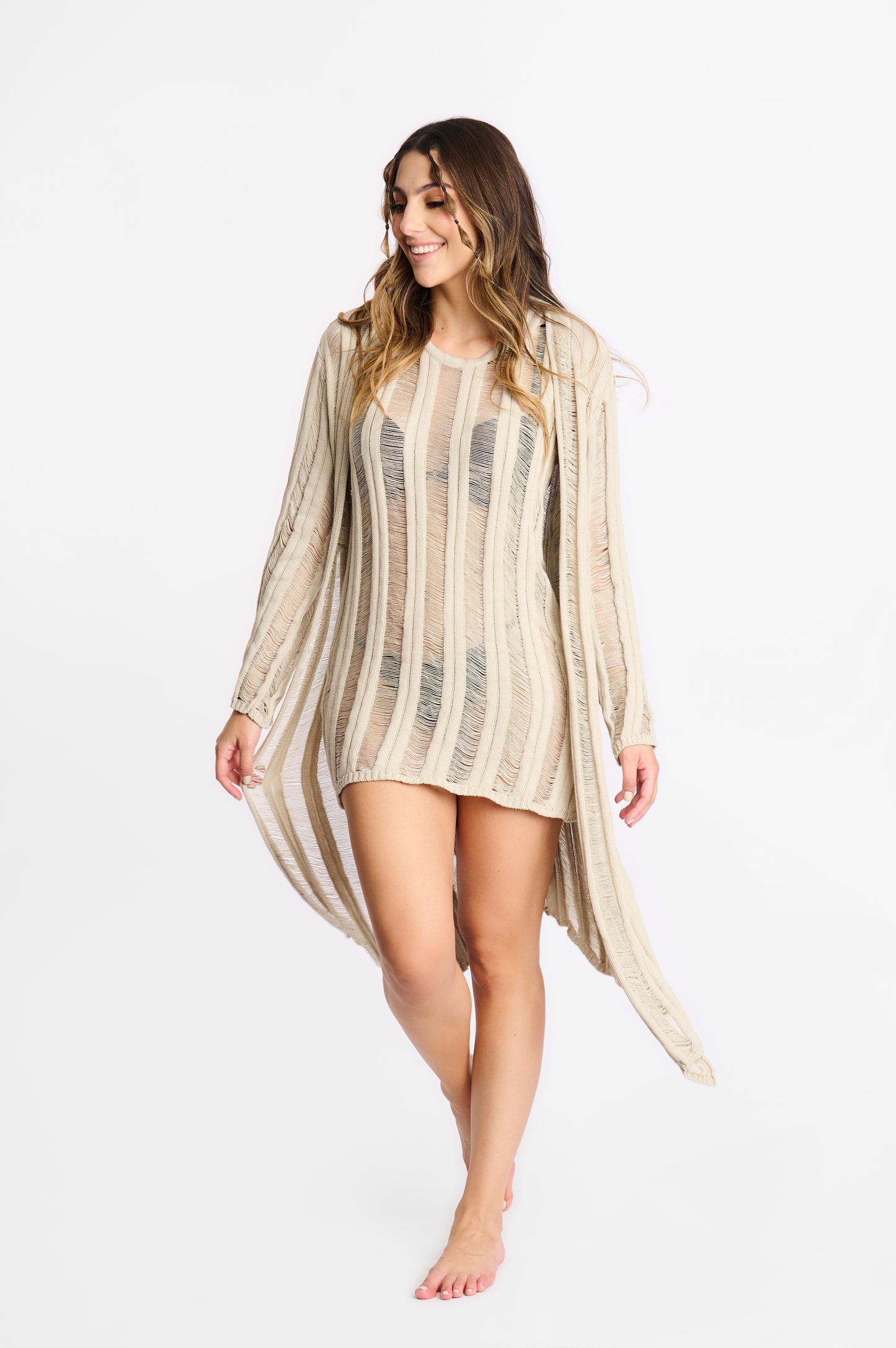 Set Fifi Gris: Cárdigan + Vestido
