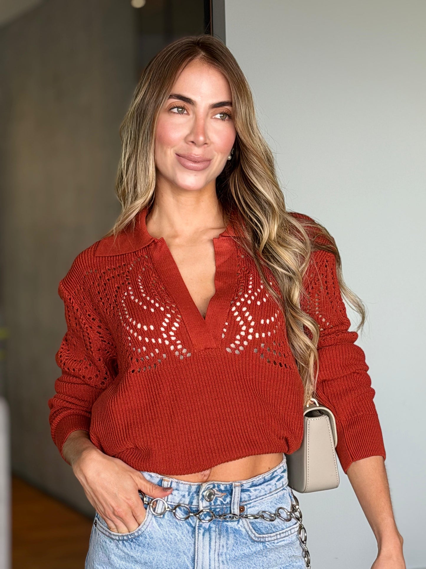 Tokio Polo Sweater Terracota