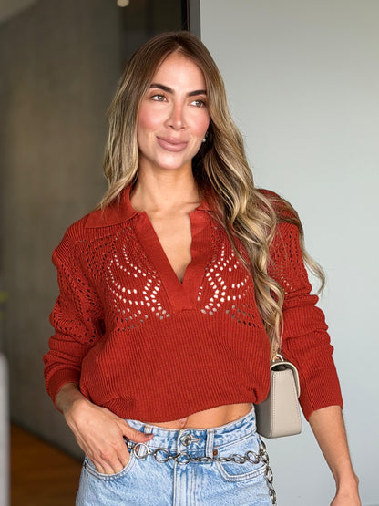Tokio Polo Sweater Terracota