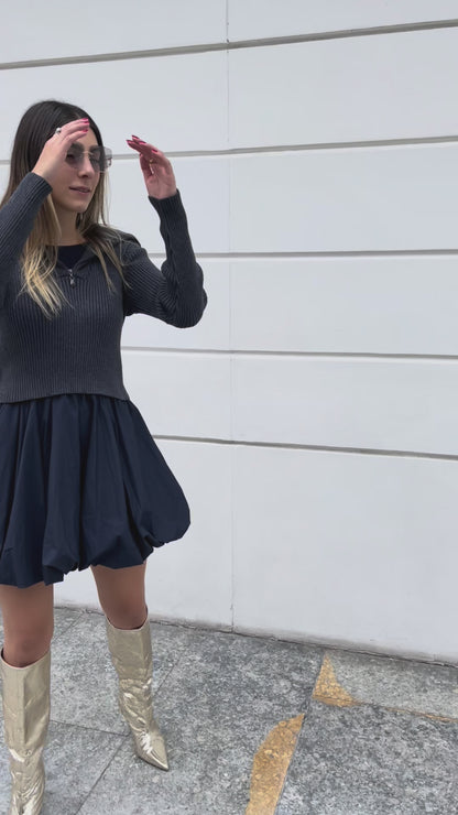 Amalfi Jacket Crop Gris y Azul
